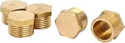 uxcell 5 Pcs 3/8BSP Male Thread Brass Hex Head Pipe Plug Connector Fitting