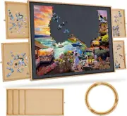 1500 Piece Rotating Jigsaw Felt Puzzle Board with 4 Drawers Cover 34.2 X 26 Wood