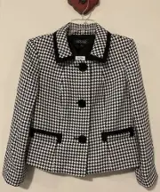Kasper Womens Size 6 Black & White Button-Up Lined Classic Blazer NWT! M1375