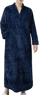 [Generic] Mens Robe Cozy Warm Soft Cotton Male Spa Mid Length Ultra Soft Lightweight Sleepwear, Navy, Large