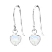 Silver Triangle Opal Earrings