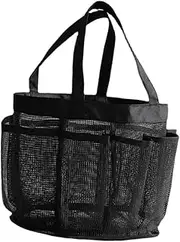 [VALICLUD] Multi Pocket Mesh Beach Tote Bag for Travel Toiletries Lightweight Storage Bag with Capacity for Towels Cosmetics Water Bottles More Black