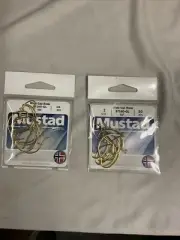 2 Packs Of Mustad 37160-GL Wide Gap Hooks Size 2 New In Packs