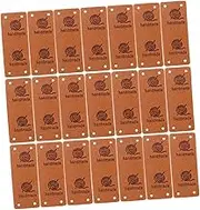 HAWILLOSCH 30Pcs Handmade Leather Labels Creative Sewing Labels for Apparel Crochet Tags with Hole for Easy Attachment for DIY Crafts Clothing Hats and Accessories