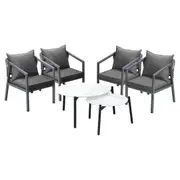 Livsip 6PCS Outdoor Patio Setting Furniture Lounge White 70cm Coffee Table Set