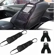 4 pcs Car Seat Side Organizer set, Black Auto Seats Storage Hanging Mesh Pocket Bag Automobile Organisers for Cars SUV Truck.(2 car seat storage hanging bags,2 hooks)