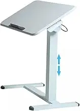 Tilt and Foldable Standing Table, Office Movable Laptop Desk, Pneumatically Adjustable Sofa Table, Rolling Desk for Couch, for Bedside(White Color)