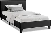 ALFORDSON Bed Frame with Headboard in Linen Fabric Upholstery King Single Size, Bed Base Platform with Adhesive Velcro Strips Wooden Slats, Mattress Foundation Max 150kg, Fabric Charcoal