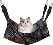 EdWal Peacock feather print Soft Sleeping Hammock Cat Hammock for Cage Hanging,Pet Hammock Bed Adjustable for Small Animals