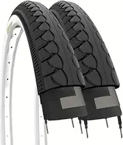 Ecovelò Unisex_Adult Copertoni 26 X 1.50 (40-559) Pneumatici B/N Slick Gomme MTB Mountain Bike 2 Covers, White Black, One Size