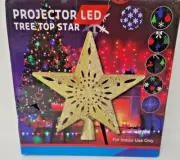 Projector LED Christmas Tree Top Gold Star Snowfall Snowflakes Indoor Use Only