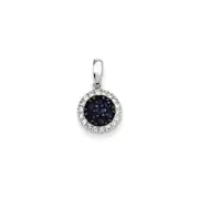 14K White Gold Real Diamond u0026 Sapphire Circle Pendant