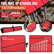 14-25 Pocket Canvas Spanner Wrench Tool Roll Up Storage Bag Organizer Pouch Case