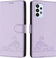 Compatible with Samsung Galaxy A73 5G Cover,Compatible with Samsung Galaxy A73 5G Card Slots Holder Magnetic Closure Kickstand Flip Wallet Phone Case Purple