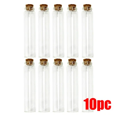 10 pc 60ml Glass Tube w/ Cork Top Pre-Roll Joint Blunt Cig Vials Holder Storage