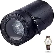 Portable Watch Winder, Automatic Single Watch Winder Storage Box with 2 Pillows & Quiet Motor, 3 Control Modes, Table Storage Case, for Women and Men Mechanical Watch Black