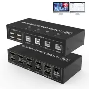 4 Port HDMI KVM Switch Dual Monitor - 4K@60Hz Extended Display 2 Monitors 4 PCs