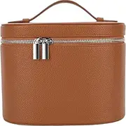 Makeup Bag, PU Leather Vanity Case with Removable Divider, Portable Cosmetic Bag with Handle and Zipper, Travel Makeup Case for Women, Vanity