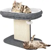 Costway Modern Cat Tree Tower for Kittens, Cat Activity Tower w/Large Plush Perch & Sisal Scratching Plate, Interactive Ball, Cat Home Furniture for Indoor Cats to Play Rest