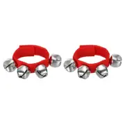 2 Pack Wrist Bells, Jingle Bells Christmas Hand Bells with 4 Bells Red