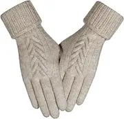 [Achiou] Winter Gloves for Women, Warm Touch Screen Texting Gloves, Womens Knit Glove Soft Thick Fleece Lined
