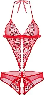 [Generic] Women One Piece Sexy Lingerie Lace Halter Teddy Nightgown Bodysuit Sexy Teddy Plus Size Underwire