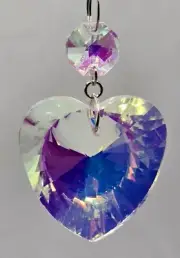45mm Faceted Heart Rainbow Prism Crystal Hanging Ornament Sun-catcher 5.5"