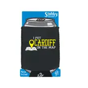 Put On The Map Cardiff - Funny Novelty Stubby Holder With Base