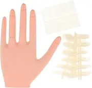 EXQUIMEUBLE 1 Sets Bendable Mannequin Hand for Nail Practice with Nail Tips Detachable Fingers for Easy Cleaning for Beginners Flexible Training Tool