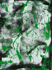 Modernist ABSTRACT PAINTING Expressionist MODERN ART GREEN DEVELOPMENT FOLTZ