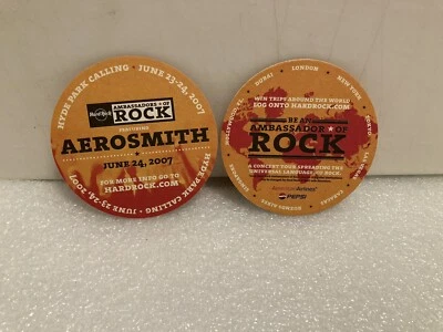 HARD ROCK CAFE HYDE PARK AMBASSADORS OF ROCK AEROSMITH JUNE 24 2007 BEER COASTER