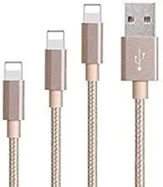 [MFi Certified] i Phone Charger, 3 Pack Lightning Cable 3/6/9FT Nylon Braided Fast Charging Cord, High Speed Data Sync USB Cable Compatible with 14 13 12 11 Pro Max XS XR X 8 7 6 Plus SE (Gold)