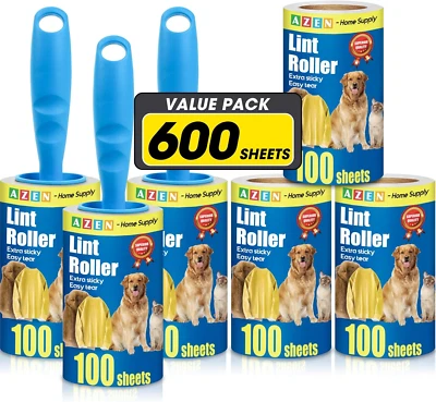 Lint Roller, Lint Rollers for Pet Hair Extra Sticky, 600 Sheets Lint Roller wit