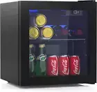 Advwin 36L Mini Bar Fridge Glass Door Mini Refrigerator Black