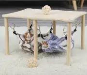 Large Guinea Pig Hideout Double Hammock with Natural Wooden Stand Small Animals