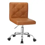 PU Leather Mid-Back Armless Desk Chair Adjustable Height 360° Rolling Brown