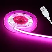 UVTaoYuan Led Strip Lights Pink 5V USB Short LED Lighting COB LED Strip Pink Flexible LED Tape Light Not Dimmable Small led, for Display Cabinet, Home DIY Lighting Room Decor TV Lights (3.28FT/1M)