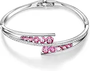 [Menton Ezil] Waltz of Love Made with Swarovski Crystal Bangle Bracelets for Womens Girls 925 Silver Plated Jewelry Gift