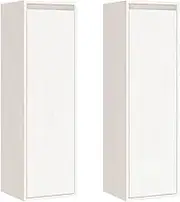 vidaXL Wall Storage Cabinets 2 pcs White Cabinet 11.8''x11.8''x39.4'' Solid Pinewood