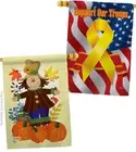 Autumn Scarecrow House Flag - Pack Fall Harvest & Pumkins Sunflower Leaves Se...