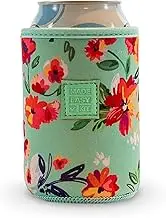 Made Easy Kit Neoprene Can Cooler Cover & Holder – Extra Thick 5mm Insulated for 12oz Cans | No Sweat, No Mess, Maximum Chill (Teal Floral, 12 Ounces)