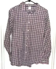 Old Navy Red White Blue Plaid Long Sleeve Button Front Top Shirt Boys 16 New
