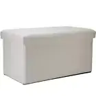 Simplify Storage Ottoman Rectangle Modern Traditional Faux Leather Ivory