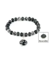 NEW JILZARAH Handmade Clay Beads BLACK MIDNIGHT PALM COIN Small 6mm Bracelet
