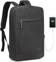 Laptop Backpack for Men Women, VASCHY Lightweight Business Backpack Fits 15.6-17 inch Laptop College School Computer Bag for Work Travel Rucksack with USB Charging Port Black