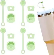 Spill Stopper for Stanley Cup 2.0 30oz & 40oz, Set of 4 Silicone Leak Proof Stopper Cup Accessories Includes Trapezoid Straw Cover, Fix Leak Stopper and Lid Spill Plug (Green)