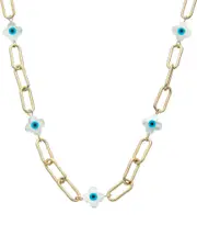 Juvell 18K Plated Pearl Evil Eye Necklace