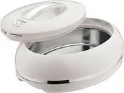 Elegant Large Oval Insulated Casserole Carrier Dish- One Hand Open Lid- 3.15 qt. Luxury Hot Pot Food Warmer/Cooler -Thermal Serving Bowl For Buffet/Parties-Stainless Steel Hot Food Container - silver