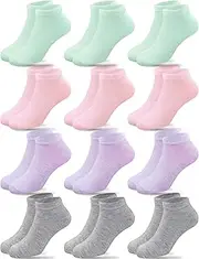 [Duufin] 12 Pairs Toddler Athletic Ankle Socks Kids Athletic Socks Low Cut Socks Half Cushion Toddler Socks