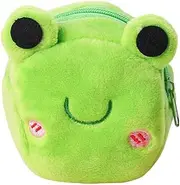 [Generic] Cute Plush Frog Animal Small Coin Purse, Small Coin Purse, Zipper Money Wallet Women's Coin Purses and Pouches (Green, 8 * 5cm)